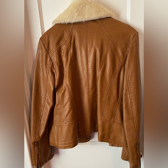 Giacca Faux Leather Brown Jacket - Picture 2 of 5